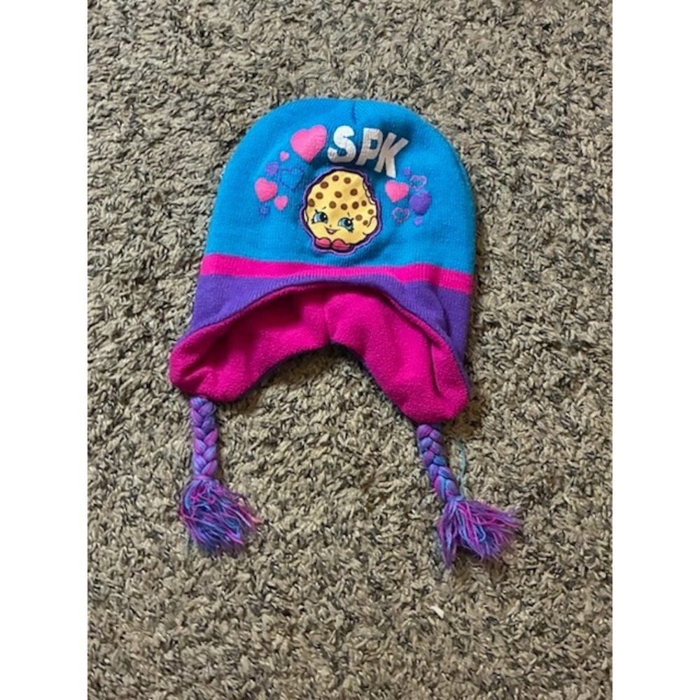 Shopkins Kooky Cookie Girls Beanie Hat Pink Blue Purple Fleece Lined 2017